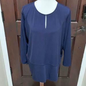 Ralph Lauren Blue Keyhole Blouse
